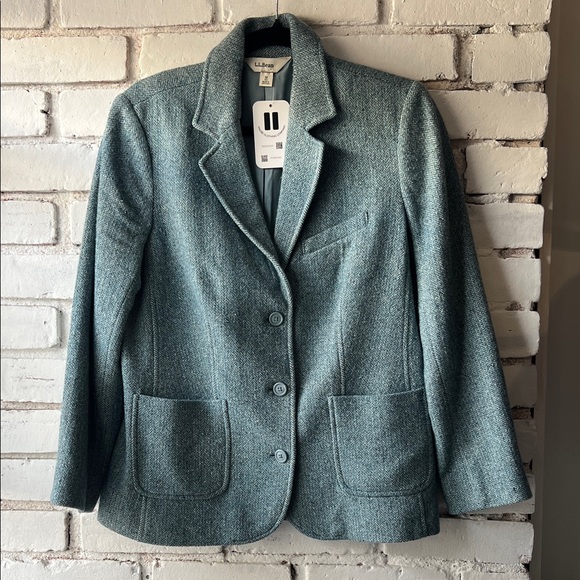 J. Crew Jackets & Blazers - LL bean textured Women's Blue-Green Wool silk Blend Blazer
